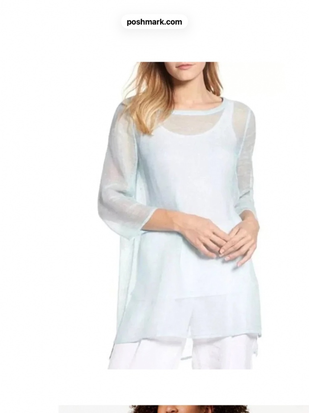 Eileen Fisher linen mesh tunic large